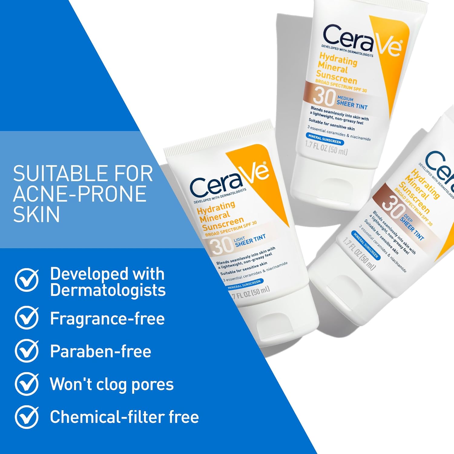 CeraVe Hydrating Mineral Sunscreen SPF 30 Face Lotion
