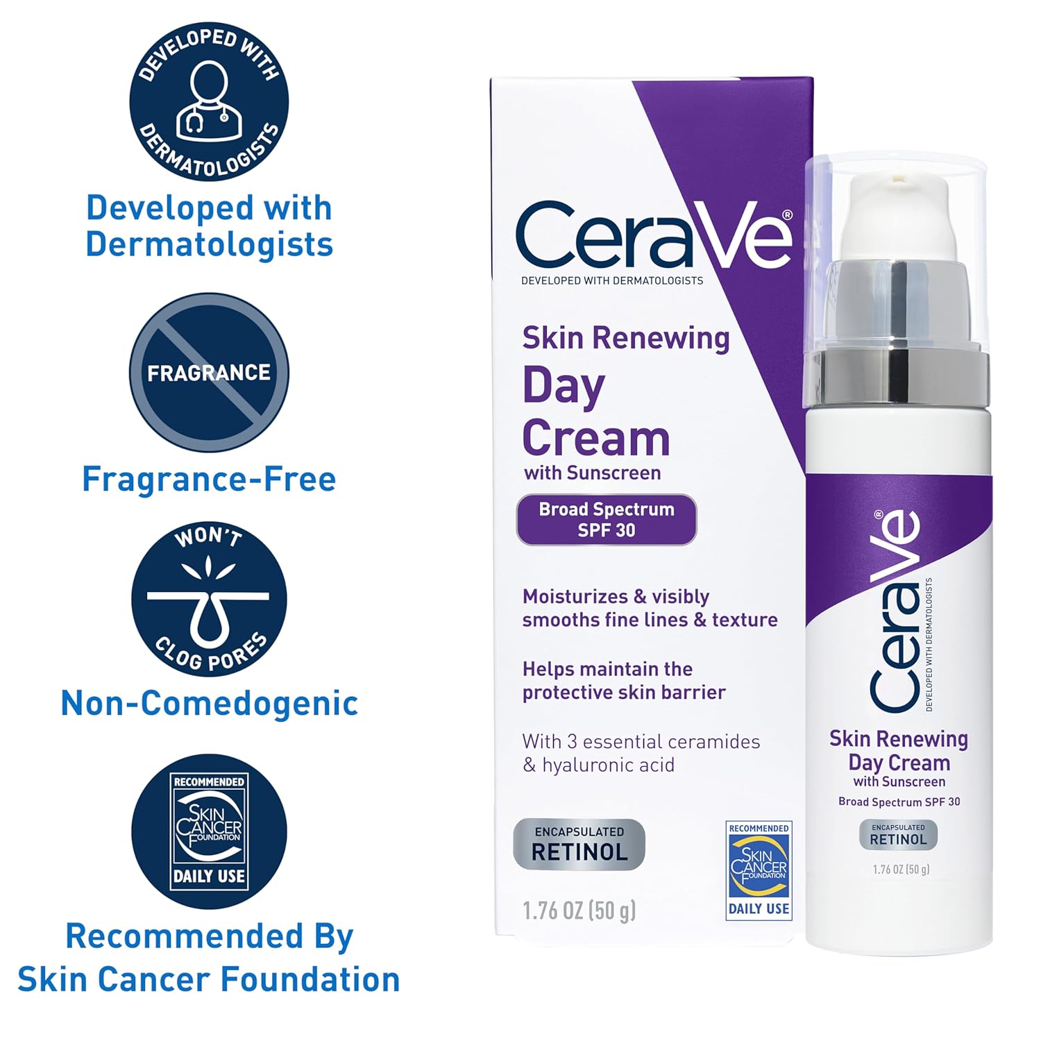 CeraVe Skin Renewing Day Cream WITH BROAD SPECTRUM SPF 30