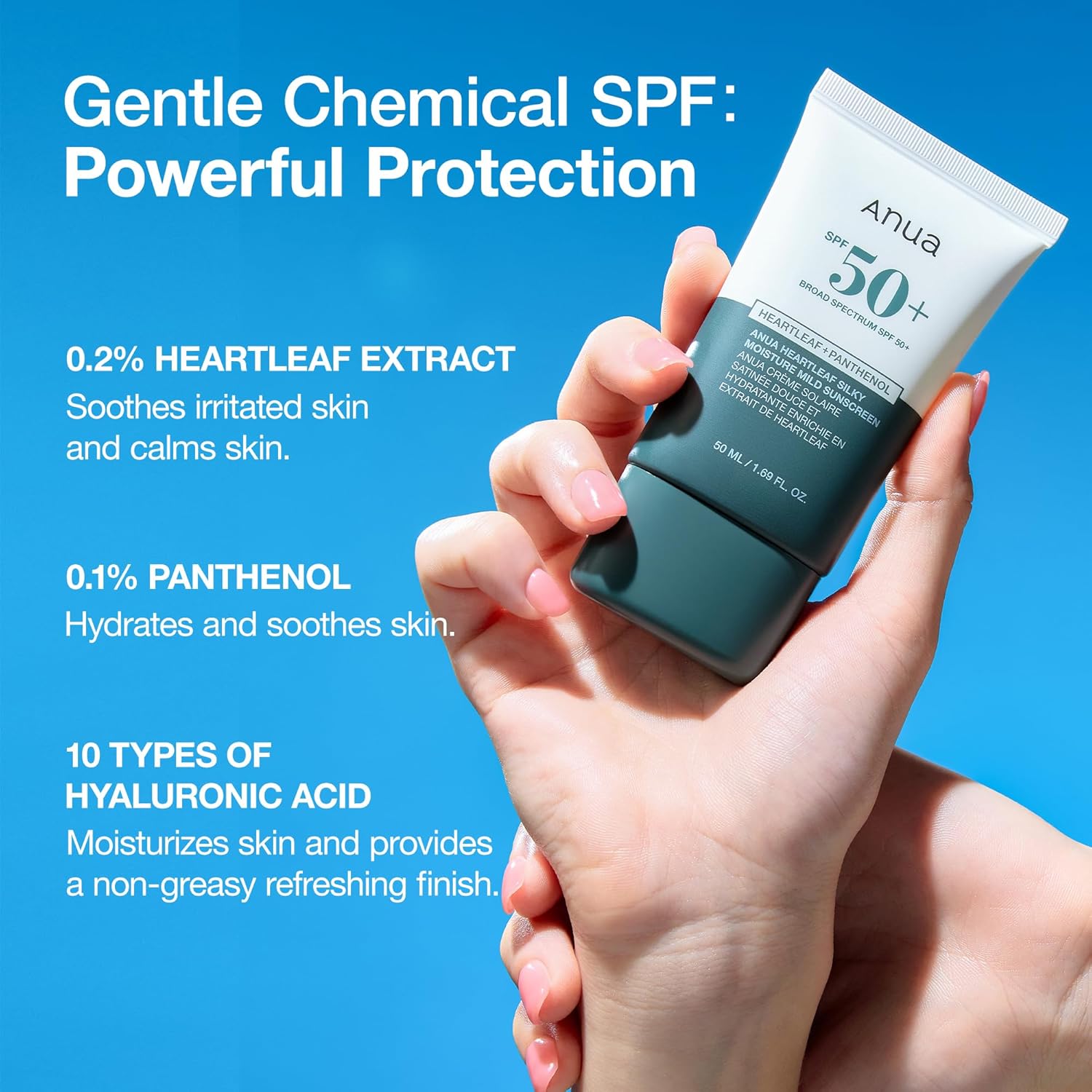 Anua - Heartleaf Silky Moisture Sun Cream SPF 50+ PA++++ 50ml
